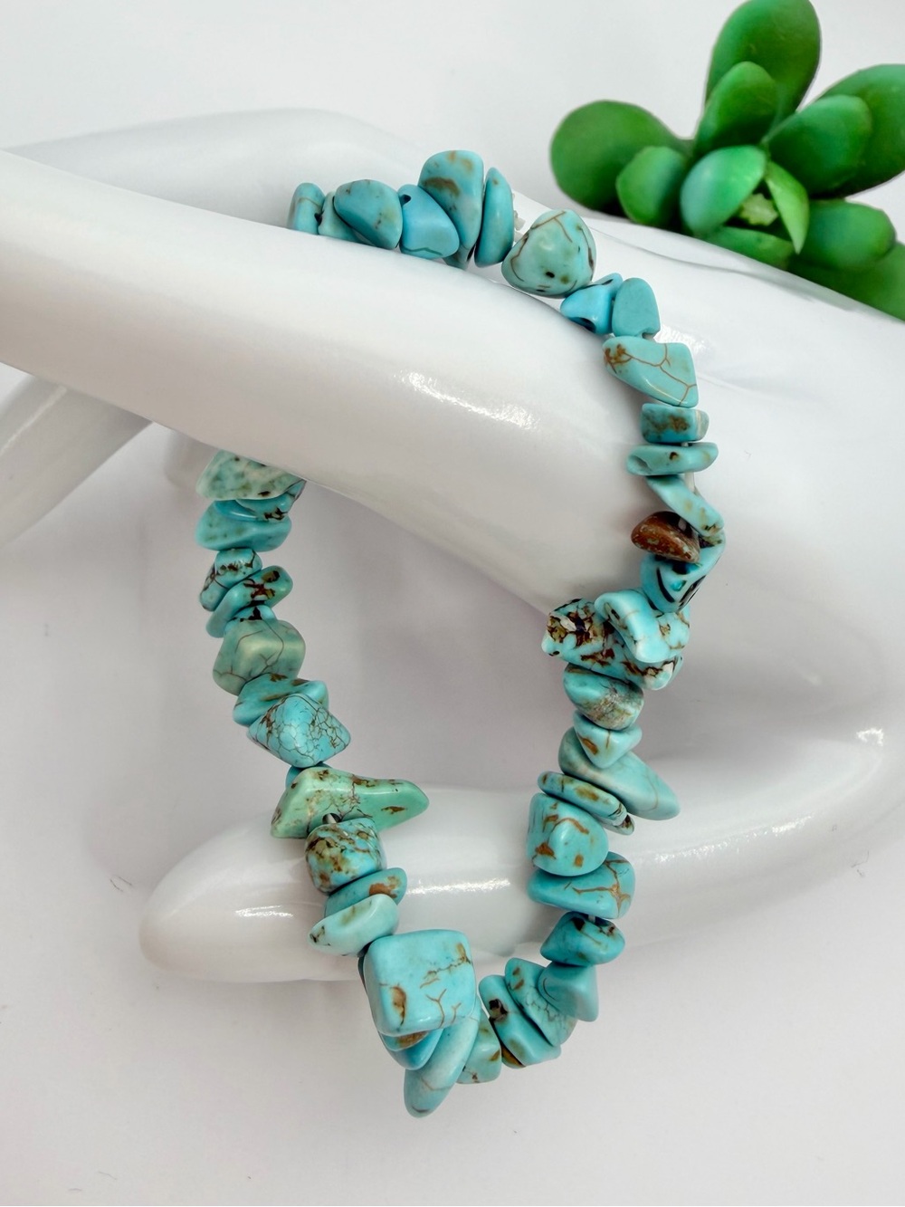 Turquoise Chip Stretch Bracelet - Women Jewelry